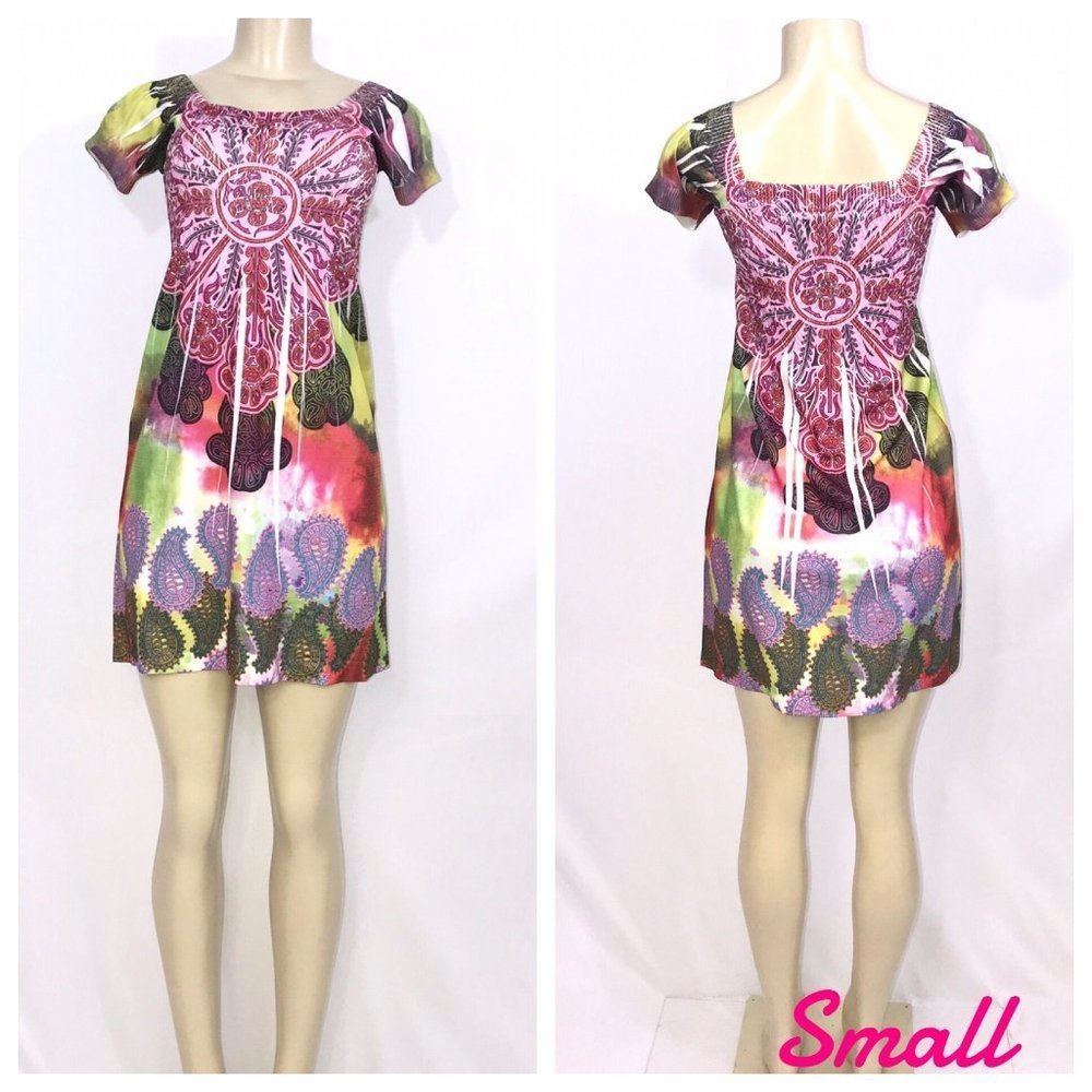 Pink Multi Color Mini Dress Small - Picture 5 of 5